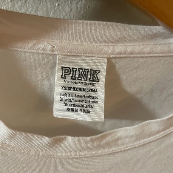 Victorias Secret PINK Oversized Long Sleeve Campus Tee Top Pullover Crew Neck XS - Picture 3 of 5